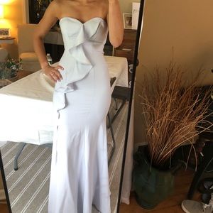 Gorgeous Bari Jay Light Gray Gown